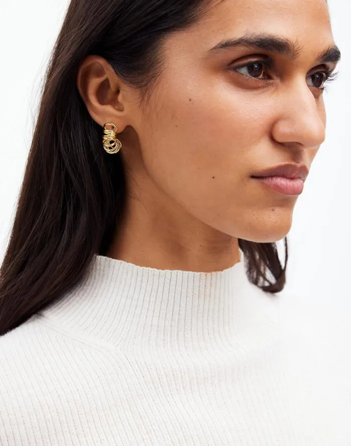 Women MultiRing Small Hoop Earrings Pale Gold Madewell Jewelry