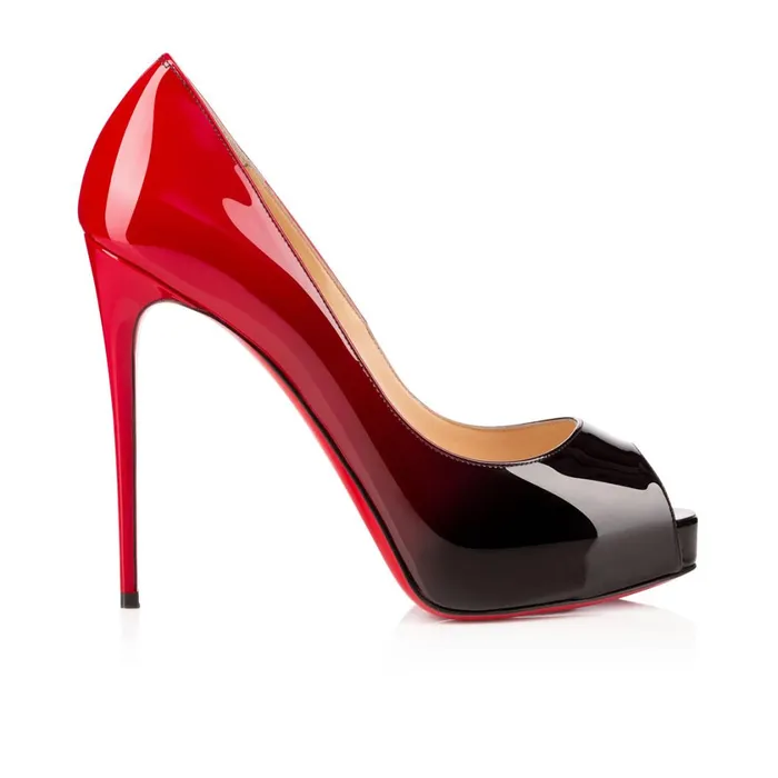 Women New Very Priv 120 Mm Open Toe Pumps 8211 Dgrad Patent Calf 8211 Black Multicolor Christian Louboutin Pumps