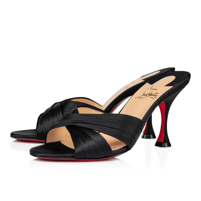 Women Nicol Is Back 85 Mm Mules 8211 Crepe Satin 8211 Black Black Christian Louboutin Mules Women Nicol Is Back 85 Mm Mules 8211 Crepe Satin 8211 Black Black Christian Louboutin Mules