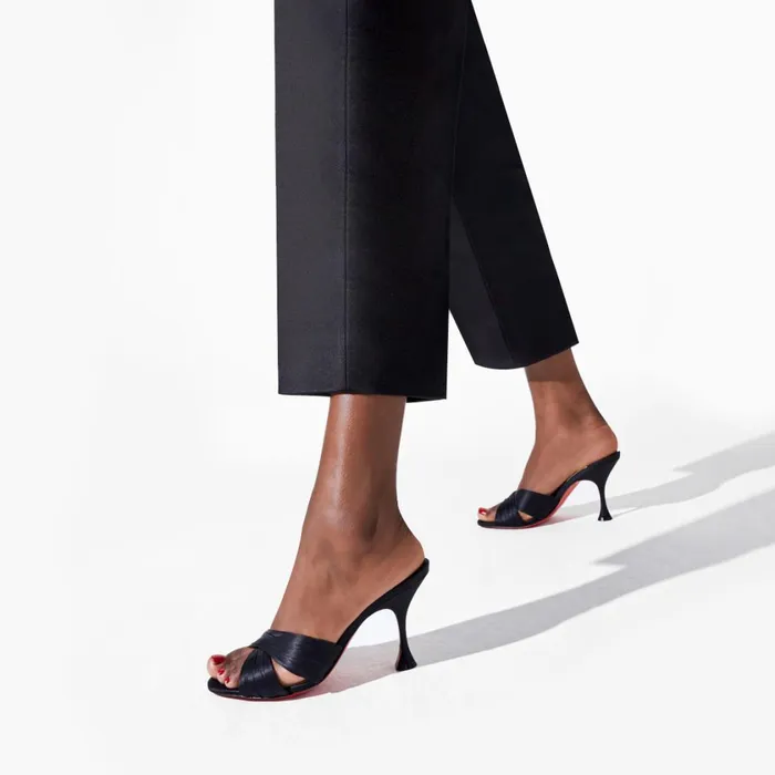 Women Nicol Is Back 85 Mm Mules 8211 Crepe Satin 8211 Black Black Christian Louboutin Mules