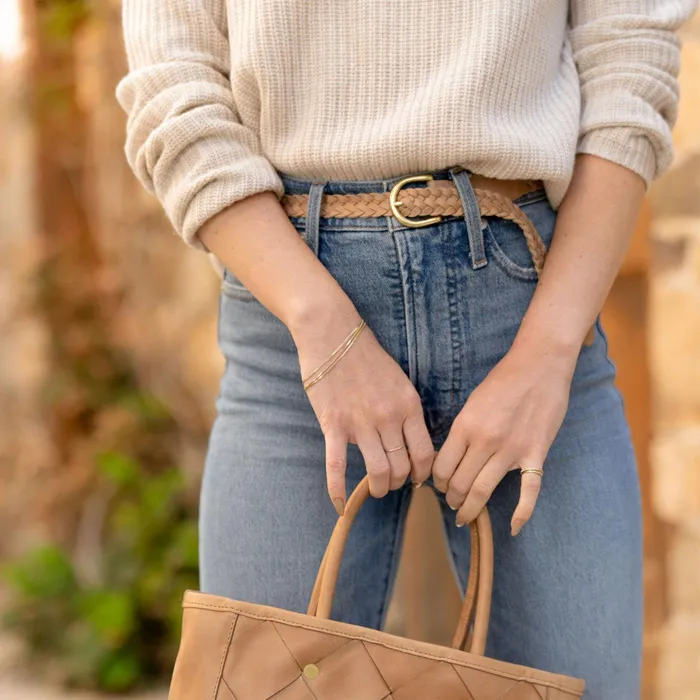 Women Nisolo Belts Talia Braided Belt Almond