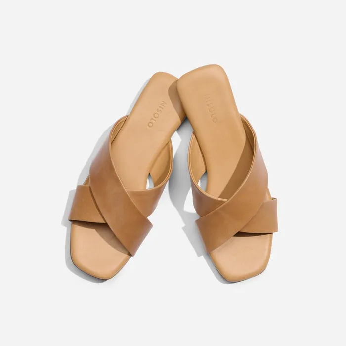 Women Nisolo Flats and Slip Ons Catalina Slide Sandal Almond