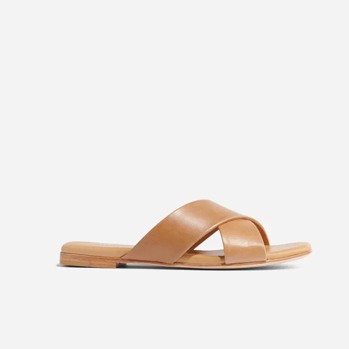 Women Nisolo Flats and Slip Ons Catalina Slide Sandal Almond