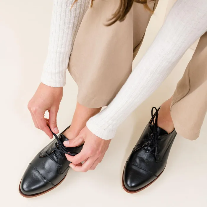 Women Nisolo Flats and Slip Ons Emilia Cap Toe Oxford Black
