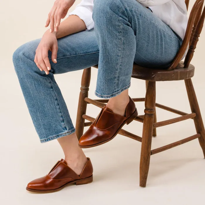Women Nisolo Flats and Slip Ons Emma D039Orsay Oxford 20 Brandy