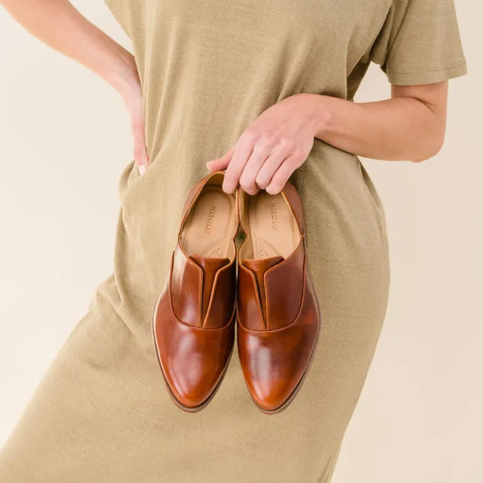 Women Nisolo Flats and Slip Ons Emma D039Orsay Oxford 20 Brandy