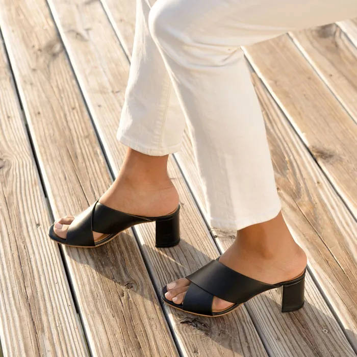 Women Nisolo Loafers and Mules Carina Cross Strap Mule Black