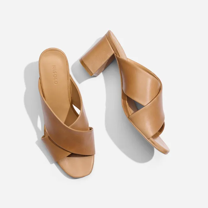 Women Nisolo Sandals Carina Cross Strap Mule Almond