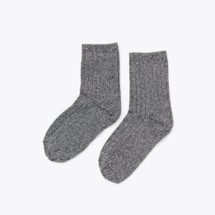 Women Nisolo Socks Cotton Mid Sock Heather Black Marl