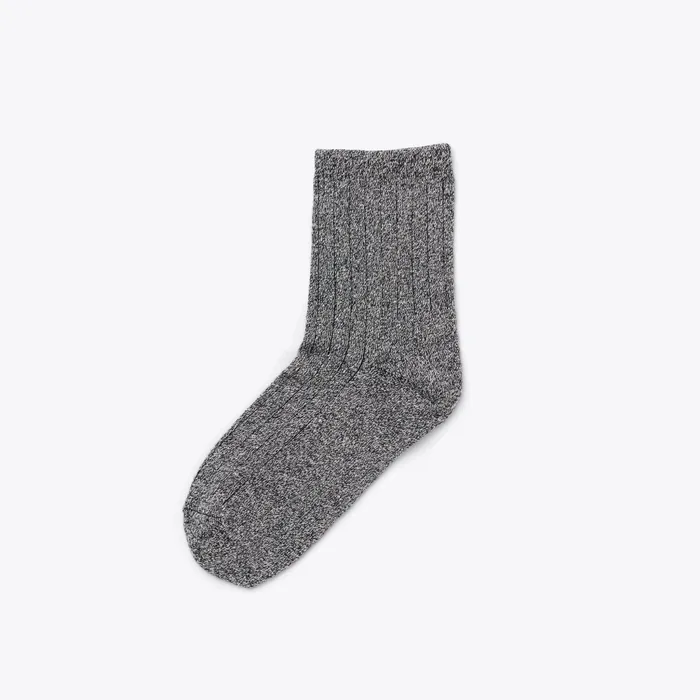 Women Nisolo Socks Cotton Mid Sock Heather Black Marl