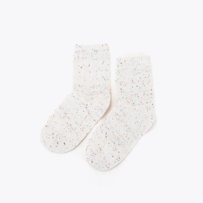 Women Nisolo Socks Cotton Mid Sock Ivory Multicolor Marl