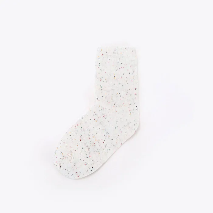 Women Nisolo Socks Cotton Mid Sock Ivory Multicolor Marl