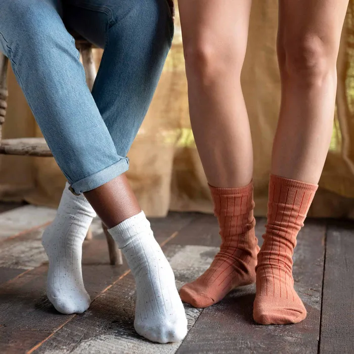 Women Nisolo Socks Cotton Mid Sock Ivory Multicolor Marl