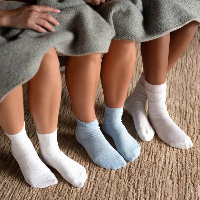 Women Nisolo Socks Cotton Mid Sock Ivory Multicolor Marl