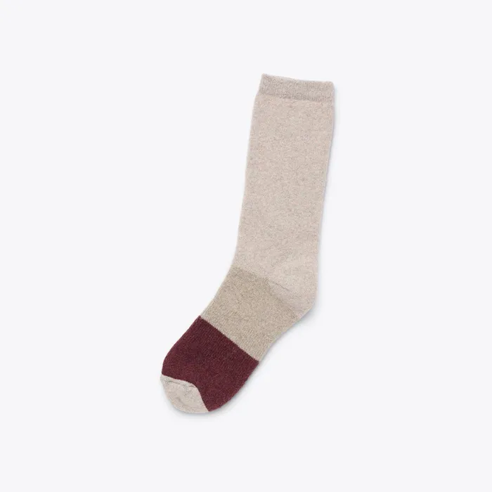 Women Nisolo Socks Wool Cushion Crew Hiker Sock KhakiBurgundy