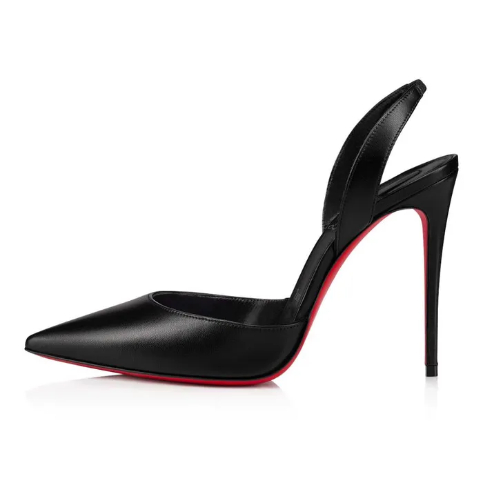 Women O Kate Sling 100 Mm Pumps 8211 Leather 8211 Black Black Christian Louboutin Pumps
