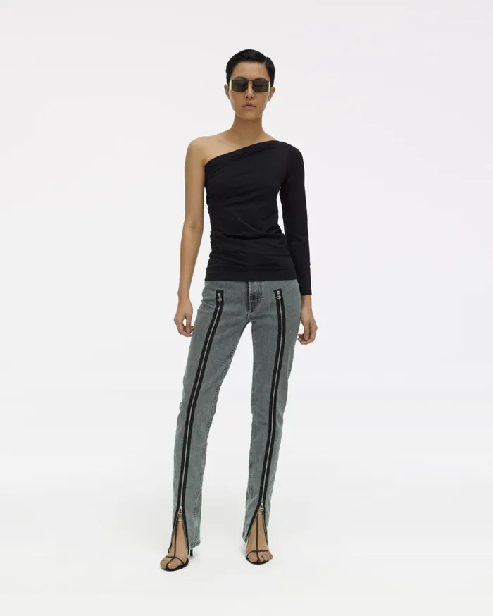 Women One Shoulder Longsleeved Top Black Helmut Lang Tops