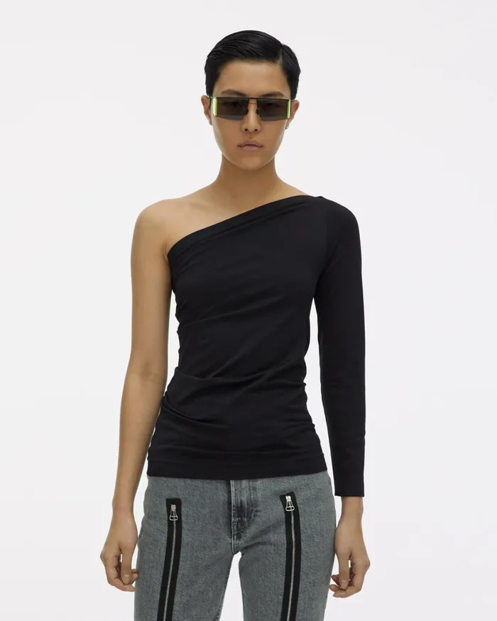 Women One Shoulder Longsleeved Top Black Helmut Lang Tops