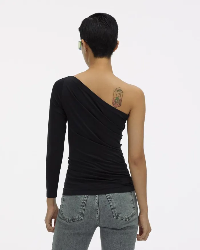 Women One Shoulder Longsleeved Top Black Helmut Lang Tops