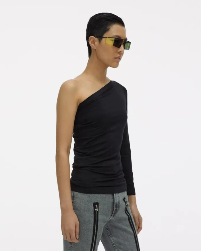 Women One Shoulder Longsleeved Top Black Helmut Lang Tops