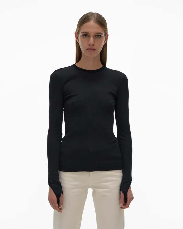 Women Open Back Top Basalt Black Helmut Lang TShirts and Sweatshirts