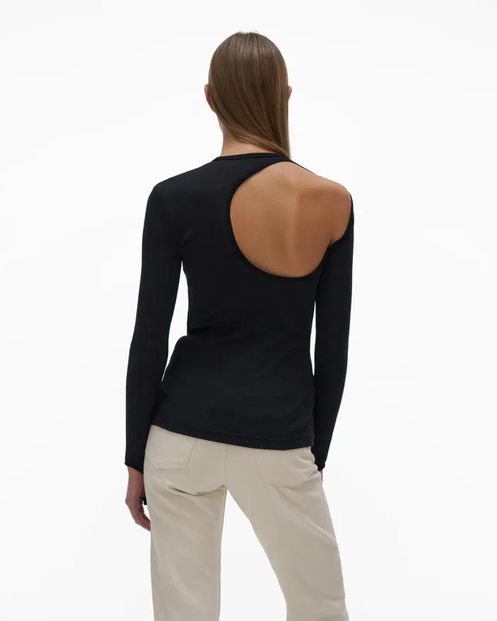Women Open Back Top Basalt Black Helmut Lang TShirts and Sweatshirts