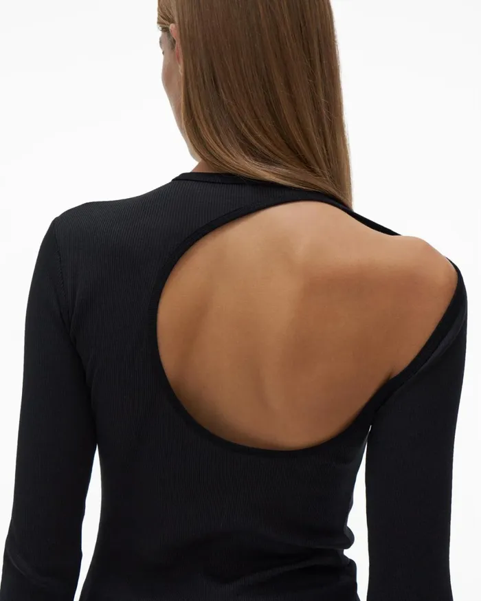 Women Open Back Top Basalt Black Helmut Lang TShirts and Sweatshirts