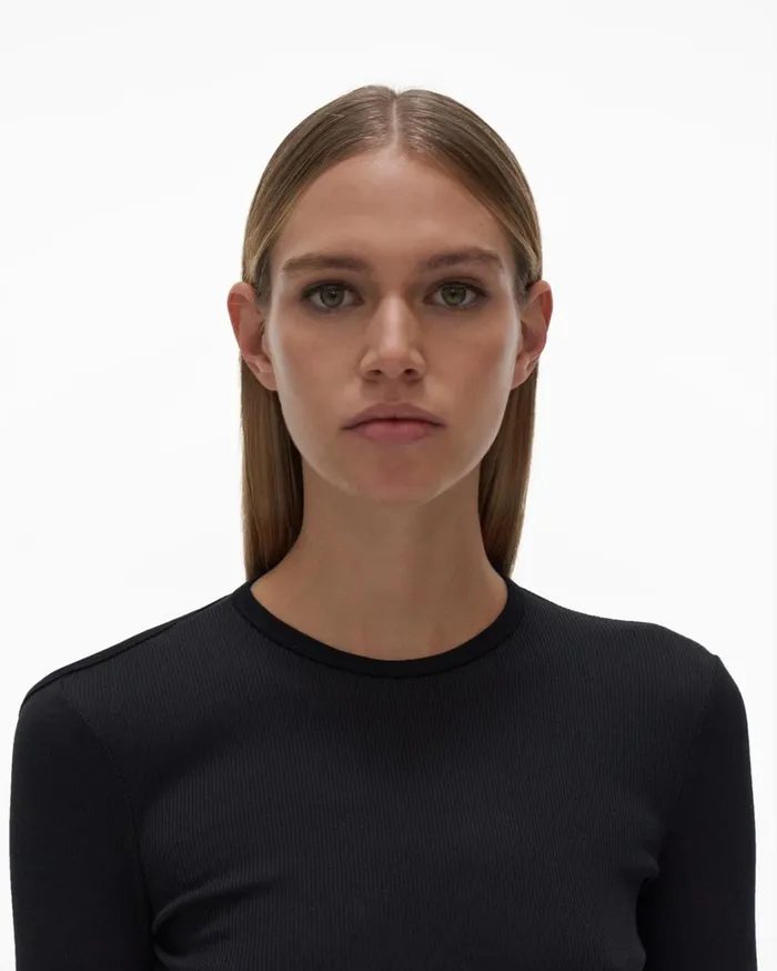 Women Open Back Top Basalt Black Helmut Lang TShirts and Sweatshirts