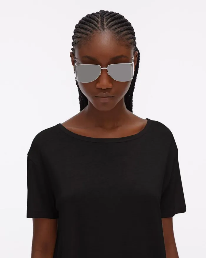 Women Open TieBack Shortsleeve Tee Black Helmut Lang TShirts and Sweatshirts