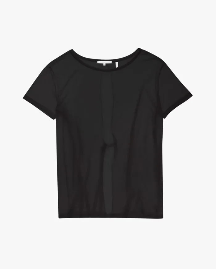 Women Open TieBack Shortsleeve Tee Black Helmut Lang TShirts and Sweatshirts