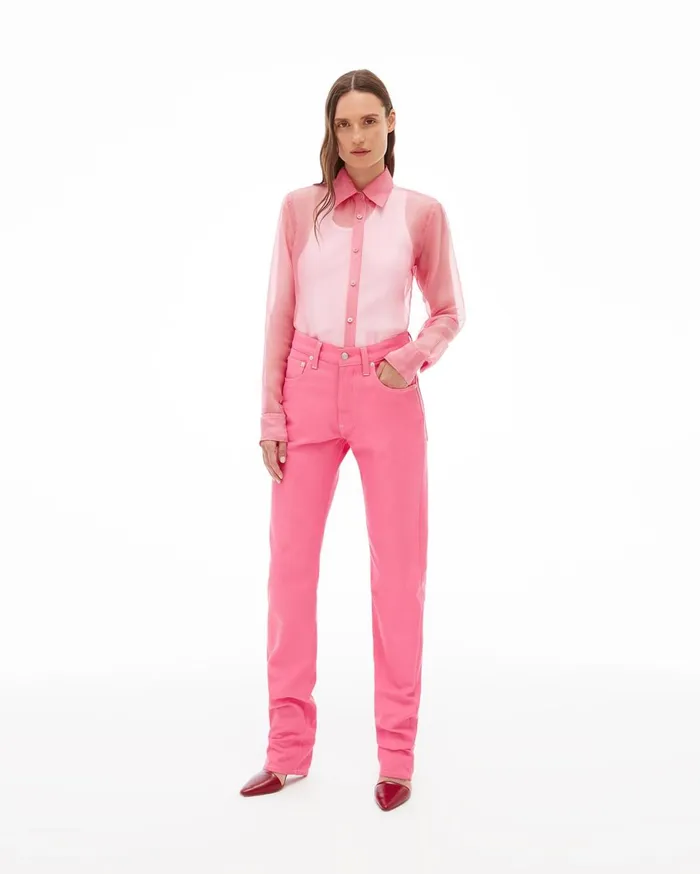 Women Organza Shirt Pink Helmut Lang Tops