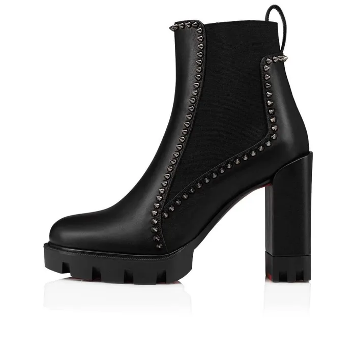 Women Out Line Spike Lug 100 Mm Low Boots 8211 Calf Leather 8211 Black Black Christian Louboutin Ankle Boots