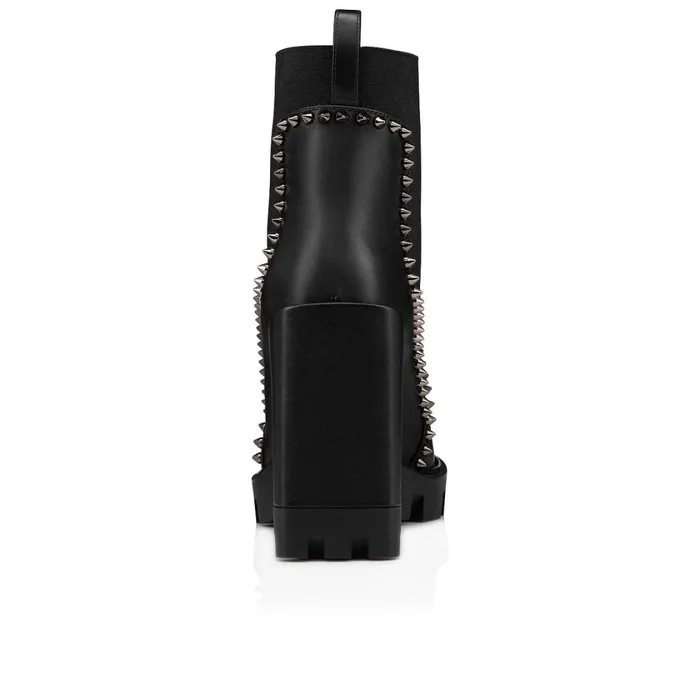 Women Out Line Spike Lug 100 Mm Low Boots 8211 Calf Leather 8211 Black Black Christian Louboutin Ankle Boots