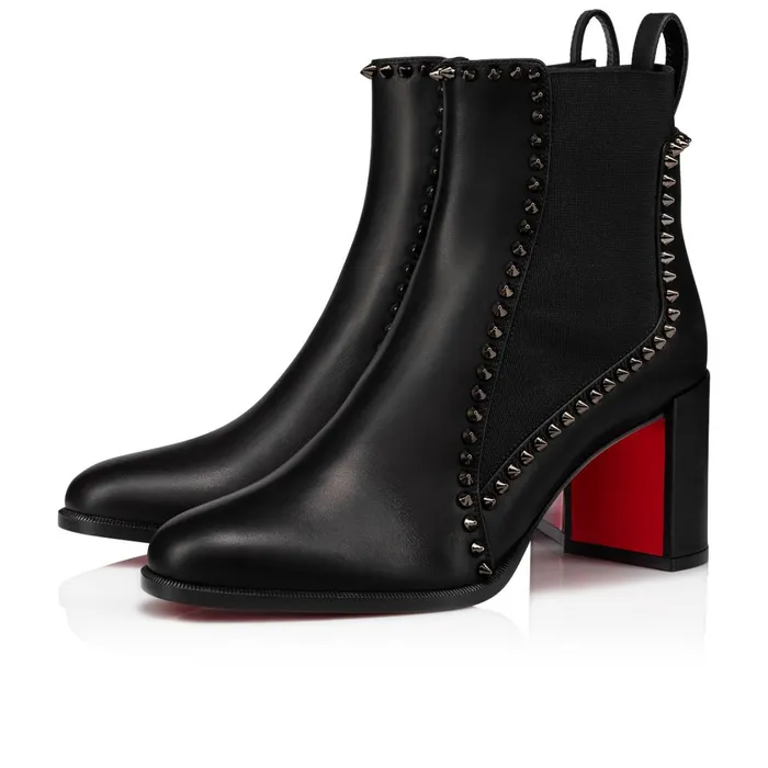 Women Out Line Spikes 70 Mm Low Boots 8211 Calf Leather And Spikes 8211 Black Black Christian Louboutin Ankle Boots Women Out Line Spikes 70 Mm Low Boots 8211 Calf Leather And Spikes 8211 Black Black Christian Louboutin Ankle Boots