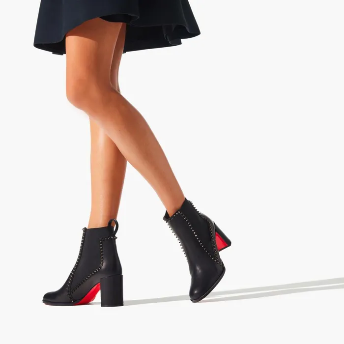 Women Out Line Spikes 70 Mm Low Boots 8211 Calf Leather And Spikes 8211 Black Black Christian Louboutin Ankle Boots