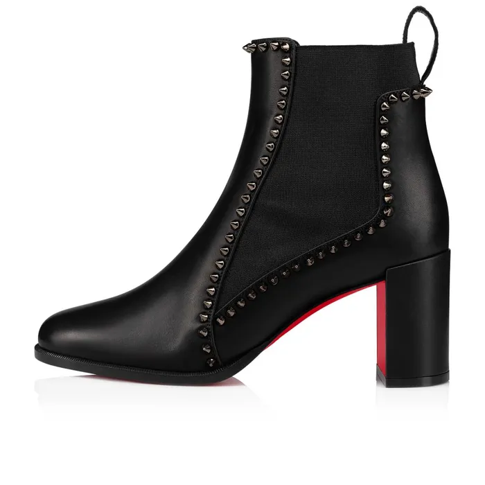 Women Out Line Spikes 70 Mm Low Boots 8211 Calf Leather And Spikes 8211 Black Black Christian Louboutin Ankle Boots