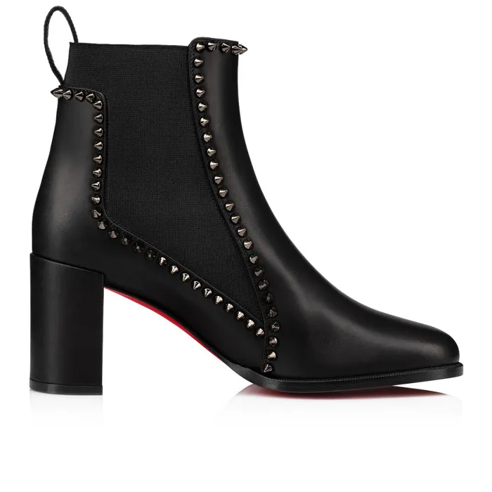 Women Out Line Spikes 70 Mm Low Boots 8211 Calf Leather And Spikes 8211 Black Black Christian Louboutin Ankle Boots
