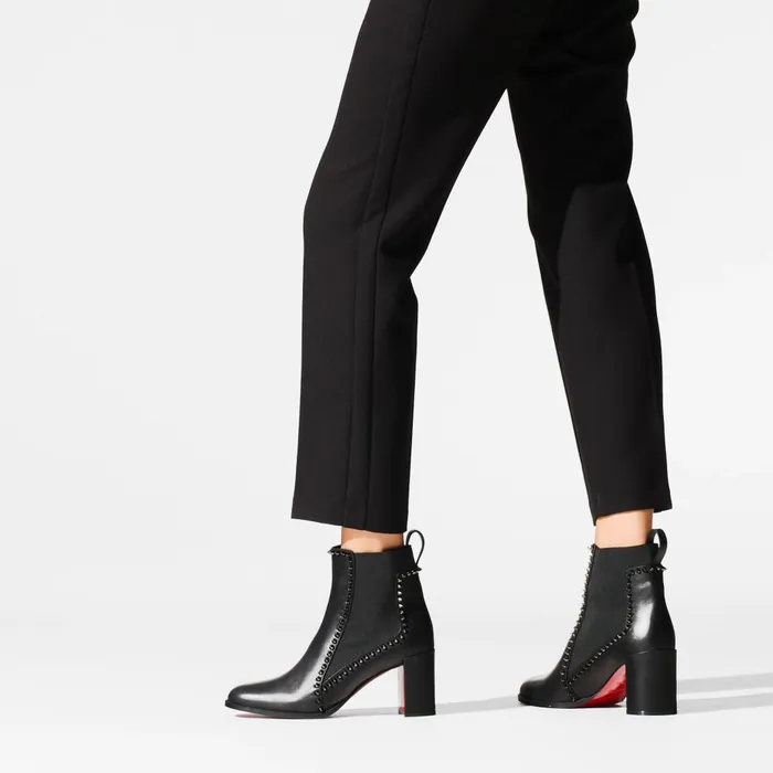 Women Out Line Spikes 70 Mm Low Boots 8211 Calf Leather And Spikes 8211 Black Black Christian Louboutin Ankle Boots