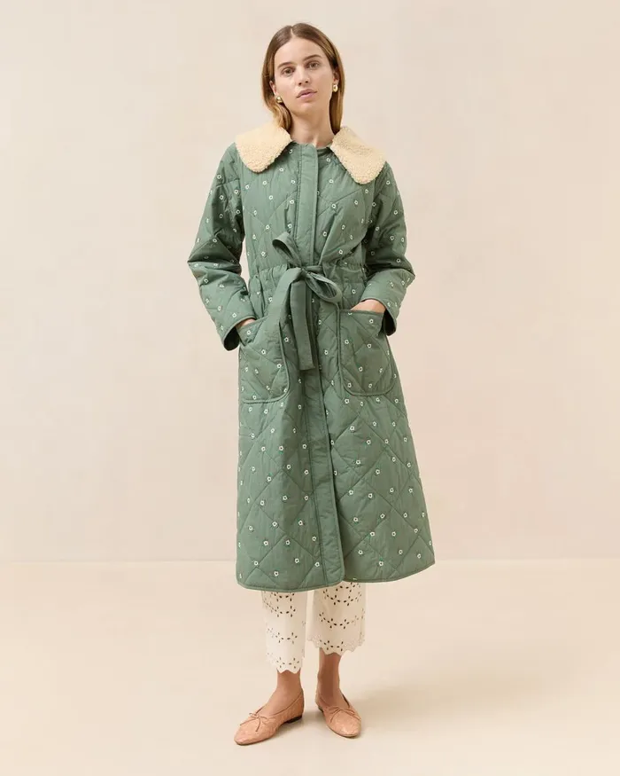 Women Outerwear Loeffler Randall Wyatt Sage Floral Quilted Coat