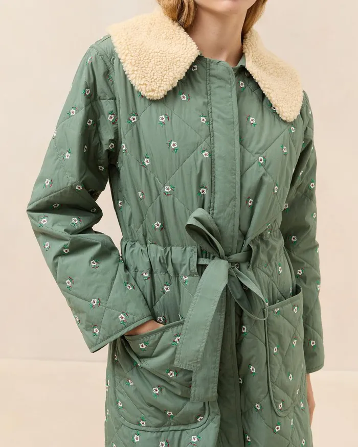 Women Outerwear Loeffler Randall Wyatt Sage Floral Quilted Coat Women Outerwear Loeffler Randall Wyatt Sage Floral Quilted Coat