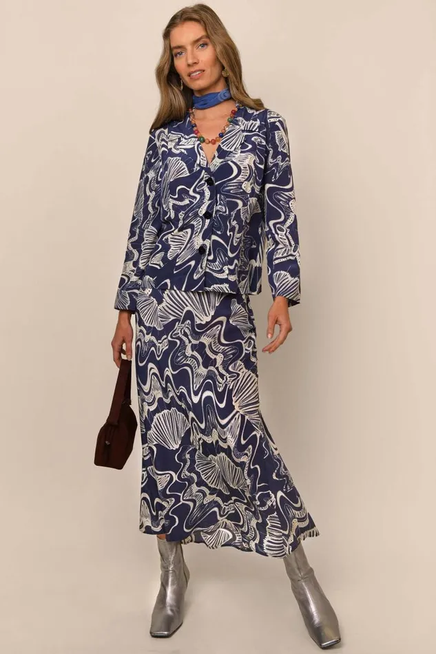 Women Outerwear RIXO Maisie Navy Psychedelic Shell Women Outerwear RIXO Maisie Navy Psychedelic Shell