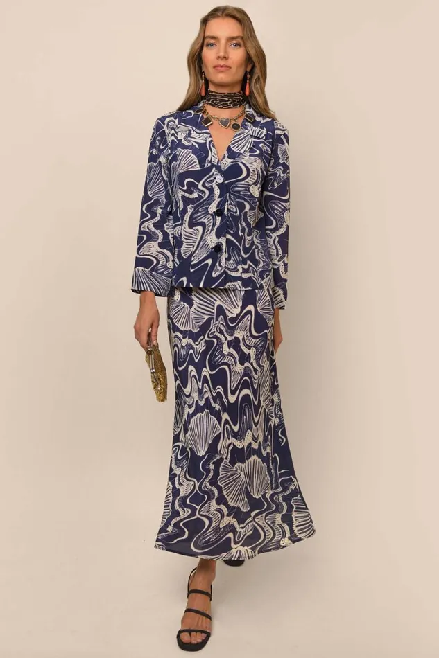 Women Outerwear RIXO Maisie Navy Psychedelic Shell Women Outerwear RIXO Maisie Navy Psychedelic Shell