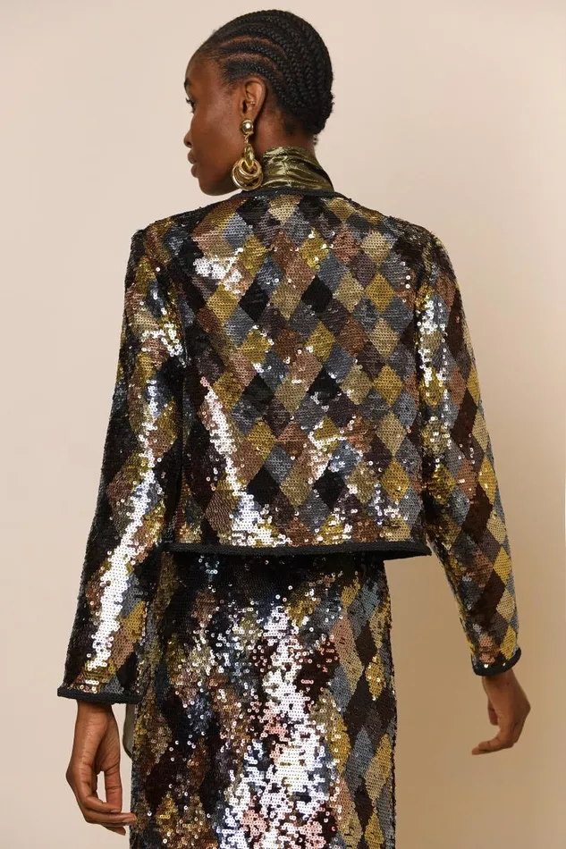 Women Outerwear RIXO Wren Gold Harlequin Sequin Women Outerwear RIXO Wren Gold Harlequin Sequin