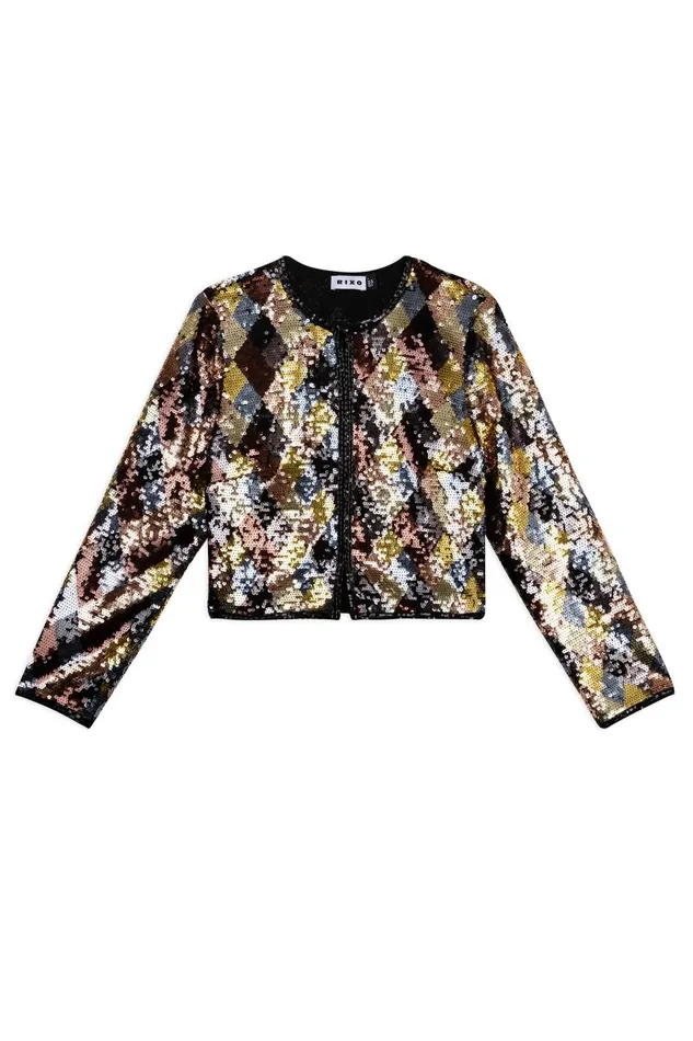 Women Outerwear RIXO Wren Gold Harlequin Sequin Women Outerwear RIXO Wren Gold Harlequin Sequin