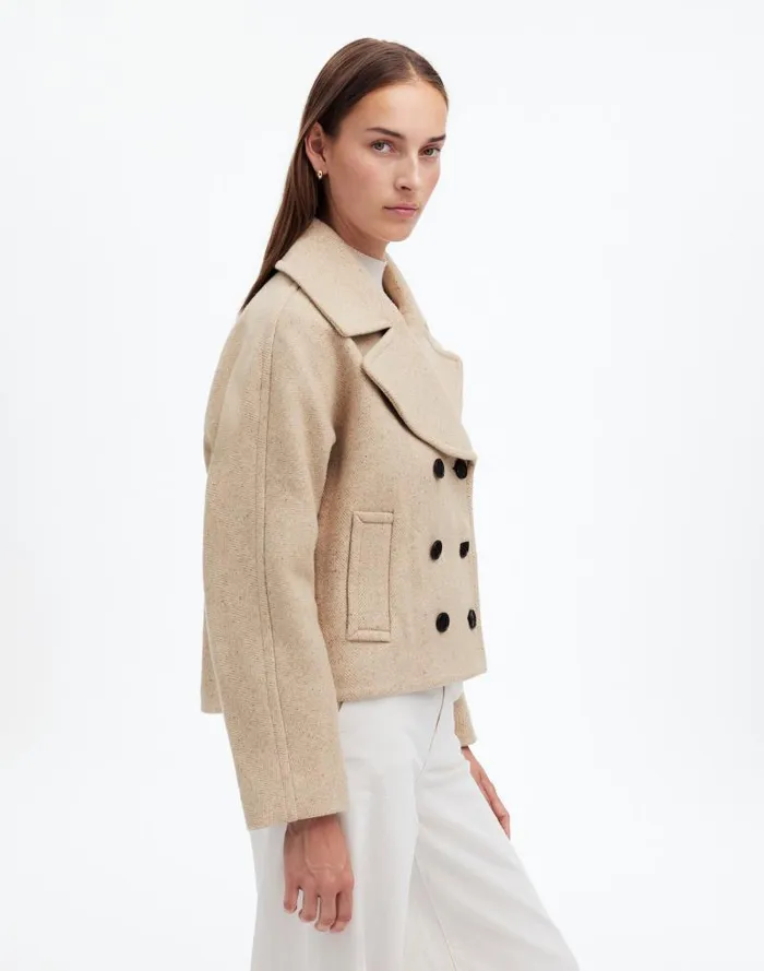Women OversizedCollar Short Peacoat As Header Oatmeal Madewell Coats Jackets