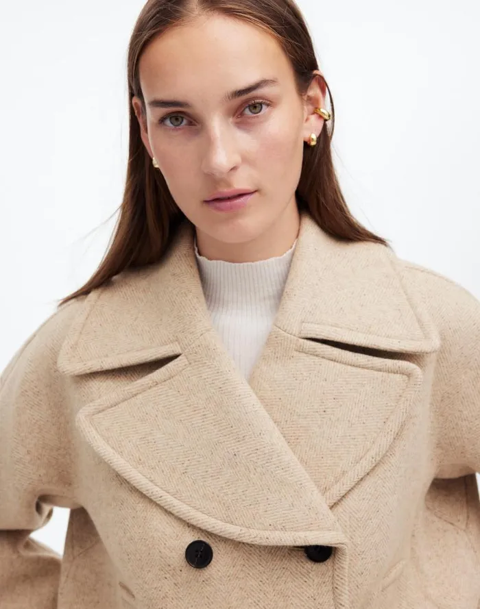 Women OversizedCollar Short Peacoat As Header Oatmeal Madewell Coats Jackets
