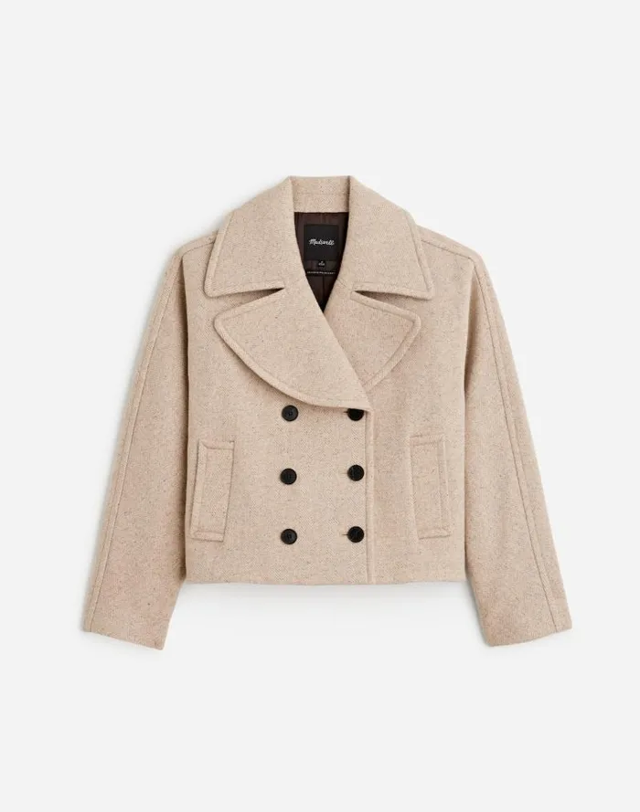 Women OversizedCollar Short Peacoat As Header Oatmeal Madewell Coats Jackets