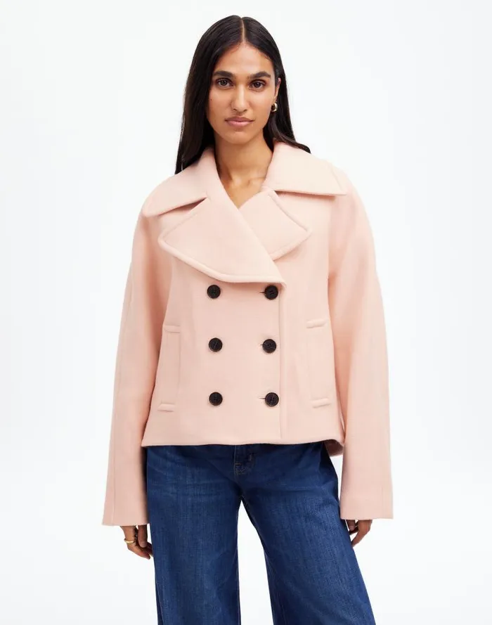 Women OversizedCollar Short Peacoat Pale Blush Madewell Coats Jackets