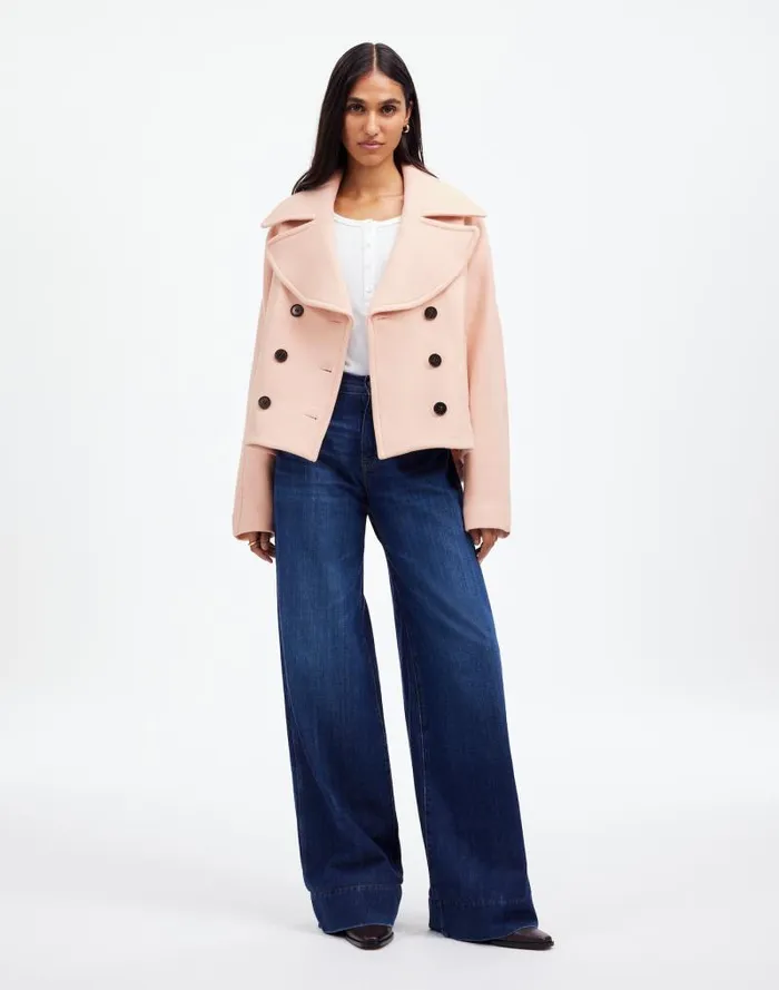 Women OversizedCollar Short Peacoat Pale Blush Madewell Coats Jackets