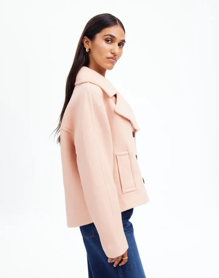 Women OversizedCollar Short Peacoat Pale Blush Madewell Coats Jackets